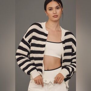 NWT! Anthropologie Black & White Sanctuary Knit Bomber Jacket 🧣